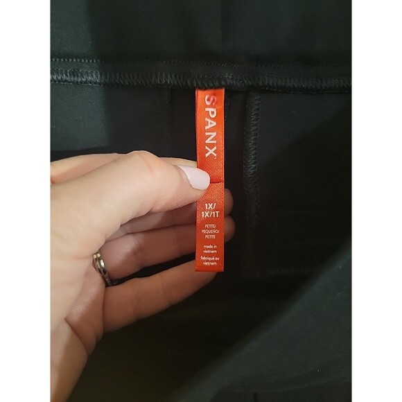 SPANX Perfect Fit Ponte Slim Straight Leg Pants Black 20254Q Size 1X Petite Work - Picture 7 of 8